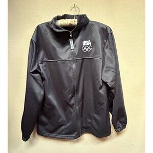 Team USA Olympic Committee Warm Up Track Jacket Mens Large Full Zip Black Active